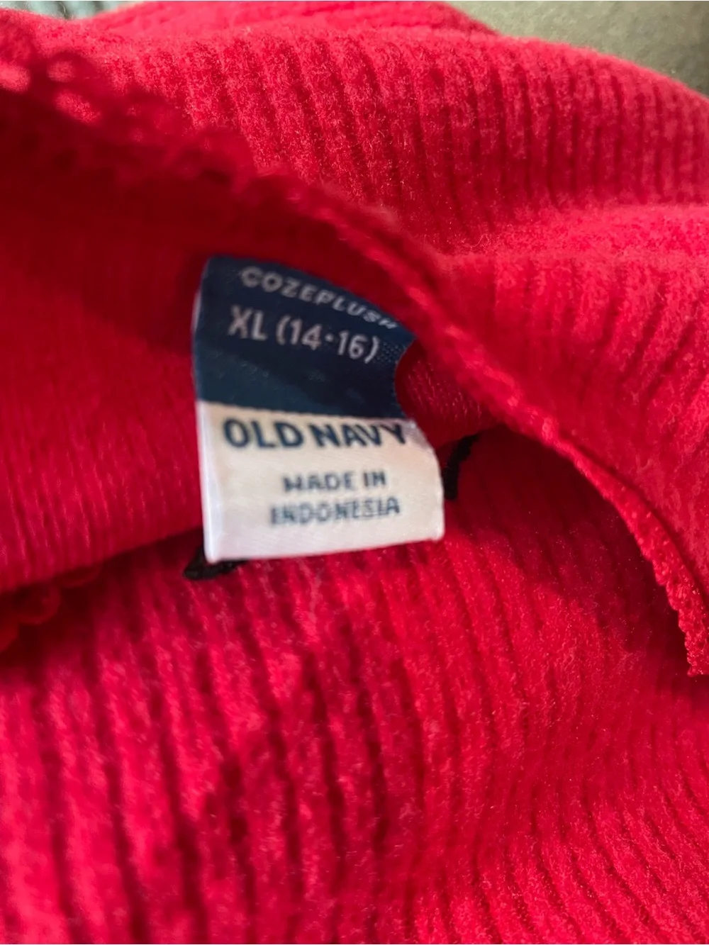 Old Navy Bright Red Ribbed Long-Sleeve Top with Heart 'LOVE YOU' Graphic
